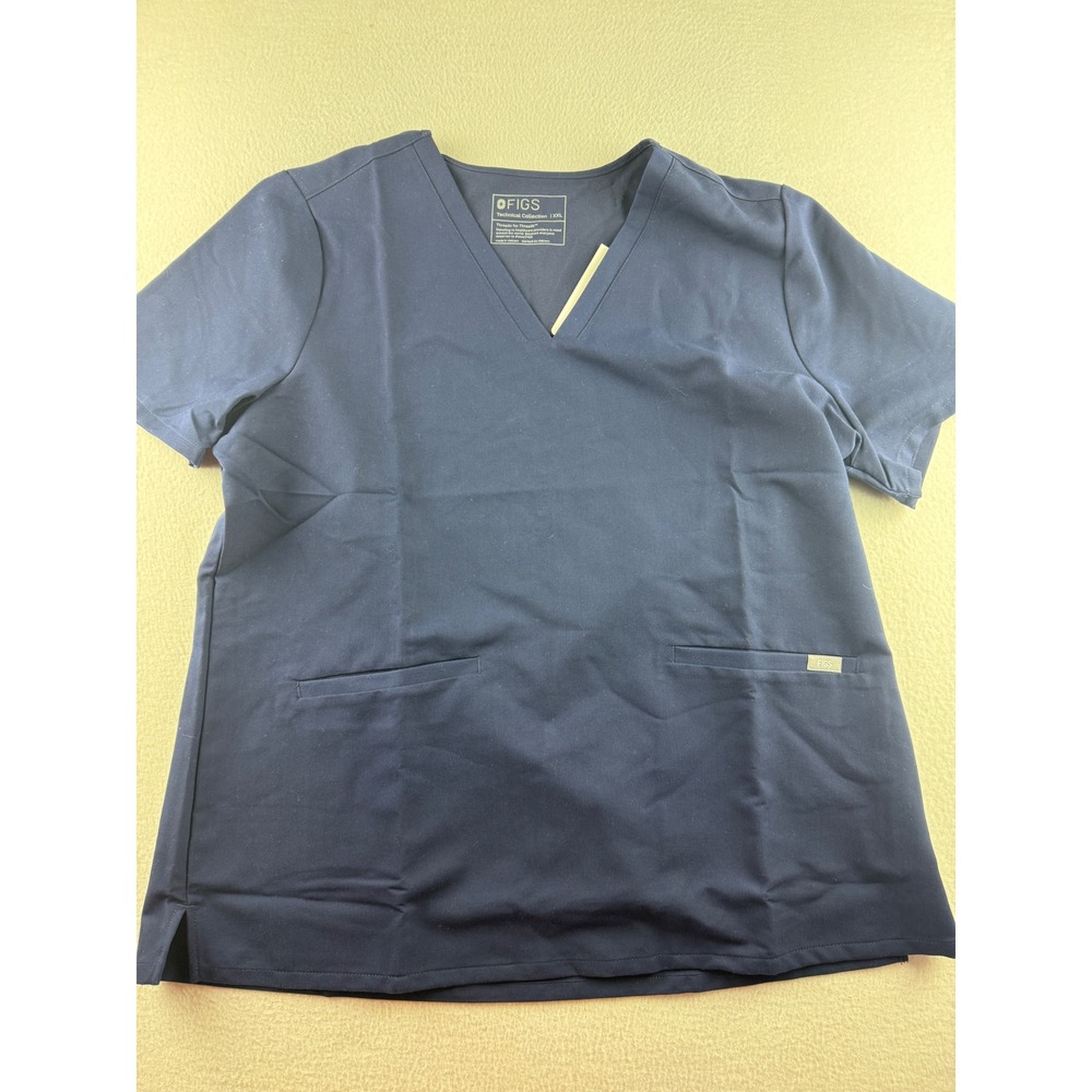 FIGS Casma Three-Pocket Scrub Top Navy Blue Womens 2XL FW1100 Technical V-Neck